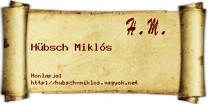 Hübsch Miklós névjegykártya